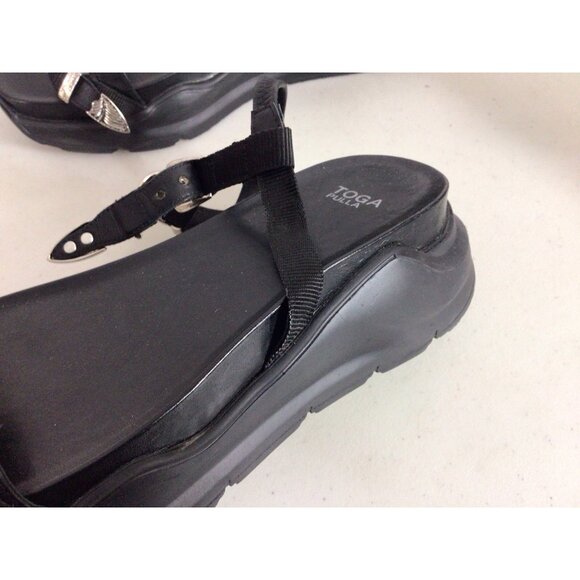 Toga Pulla Black Leather Sandals Womans 40 - Picture 8 of 8